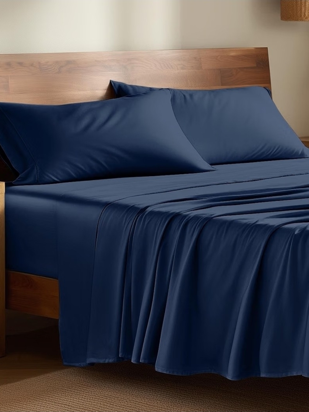 Bare Home Navy 100% Rayon Bamboo Sheet Set - Soft Home Bedding